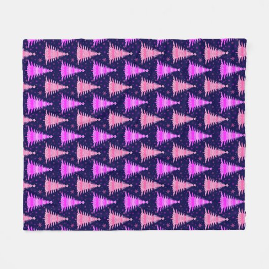 kerstbomen Roze blauw patroonontwerp Fleece Deken (Voorkant (Horizontaal))