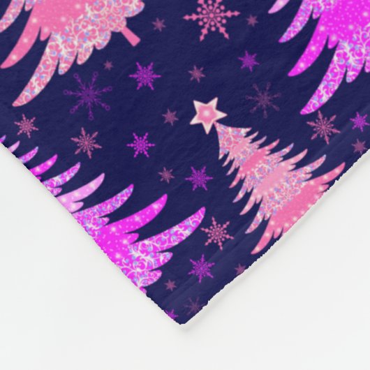 kerstbomen Roze blauw patroonontwerp Fleece Deken (Hoek)