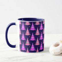 kerstbomen Roze blauw patroonontwerp