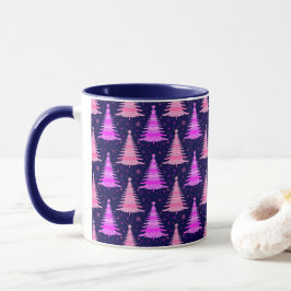 kerstbomen Roze blauw patroonontwerp Mok