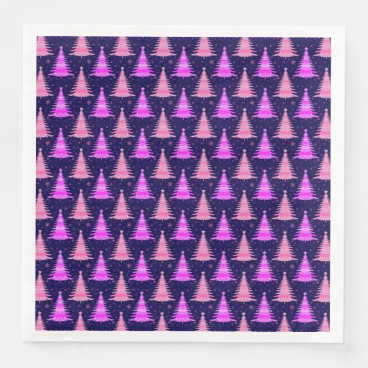 kerstbomen Roze blauw patroonontwerp Servet (Voorkant)