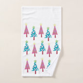 Kerstbomen Roze & Blauwe Badhanddoek Sets Bad Handdoek (Handdoek)