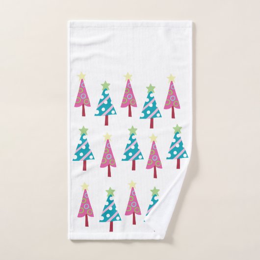 Kerstbomen Roze & Blauwe Badhanddoek Sets Bad Handdoek (Handdoek)
