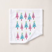 Kerstbomen Roze & Blauwe Badhanddoek Sets Bad Handdoek (Wasdoekje)
