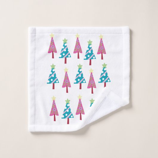 Kerstbomen Roze & Blauwe Badhanddoek Sets Bad Handdoek (Wasdoekje)