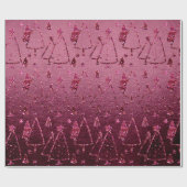 kerstbomen Roze Bourgogne Stars Roos Cadeaupapier (Vlak)