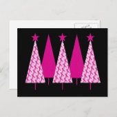 Kerstbomen - Roze koolstof voor borstkanker Feestdagenkaart (Voorkant / Achterkant)