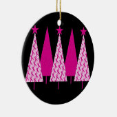 Kerstbomen - Roze koolstof voor borstkanker Keramisch Ornament (Rechts)