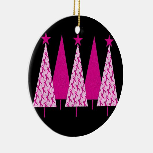 Kerstbomen - Roze koolstof voor borstkanker Keramisch Ornament (Rechts)