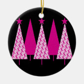Kerstbomen - Roze koolstof voor borstkanker Keramisch Ornament (Voorkant)