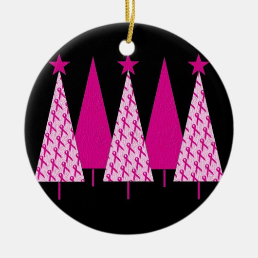 Kerstbomen - Roze koolstof voor borstkanker Keramisch Ornament (Voorkant)