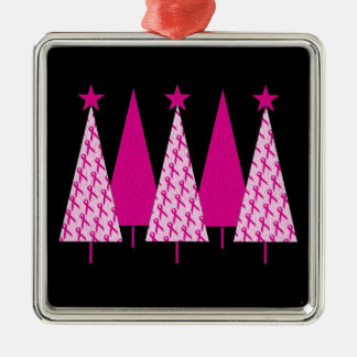 Kerstbomen - Roze koolstof voor borstkanker Metalen Ornament