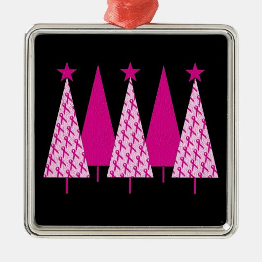 Kerstbomen - Roze koolstof voor borstkanker Metalen Ornament (Voorkant)