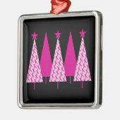 Kerstbomen - Roze koolstof voor borstkanker Metalen Ornament (Links)