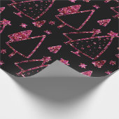 Kerstbomen Roze Rose Girly Spark Black Sequin Cadeaupapier (Hoek)