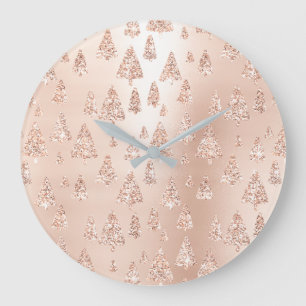kerstbomen Roze Rose Gold Blush Girly Sparkly Grote Klok