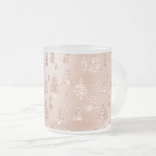 kerstbomen Roze roze roodbruine bruine poedel Matglas Koffiemok (Voorkant rechts)