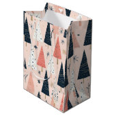 Kerstbomen Roze Wit Zwart Medium Cadeauzakje (Voorkant Gekanteld)