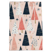 Kerstbomen Roze Wit Zwart Medium Cadeauzakje (Achterkant)