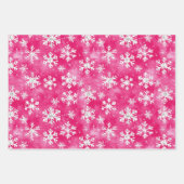 Kerstbomen Roze Witte Sneeuwvlokken Inpakpapier Vel (Voorkant)
