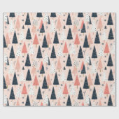 Kerstbomen Roze Zwart  Cadeaupapier (Vlak)