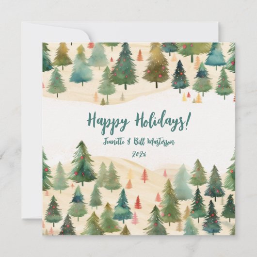 Kerstbomen Rustiek Bos Feestdagenkaart (Voorkant)