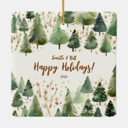 Kerstbomen Rustiek Bos Keramisch Ornament (Achterkant)