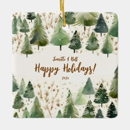 Kerstbomen Rustiek Bos Keramisch Ornament (Voorkant)