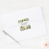 Kerstbomen Rustiek Bos Vierkante Sticker (Envelop)