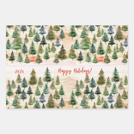 Kerstbomen rustiek inpakpapier vel (Voorkant)