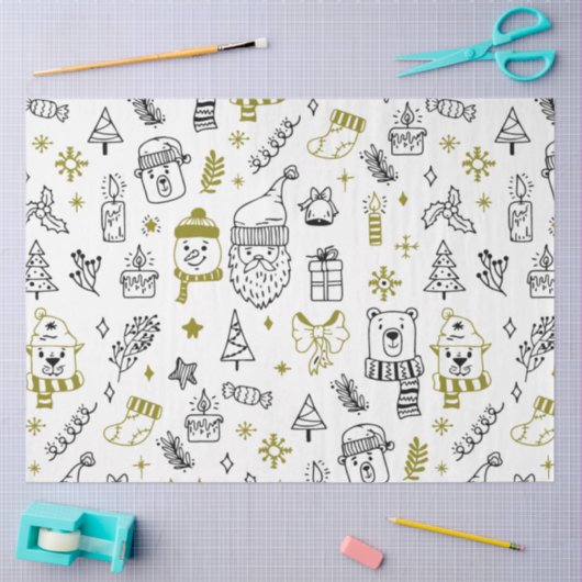 Kerstbomen Santa Beren White Christmas Tissuepapier (Craft)