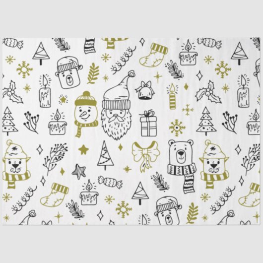 Kerstbomen Santa Beren White Christmas Tissuepapier (Voorkant)