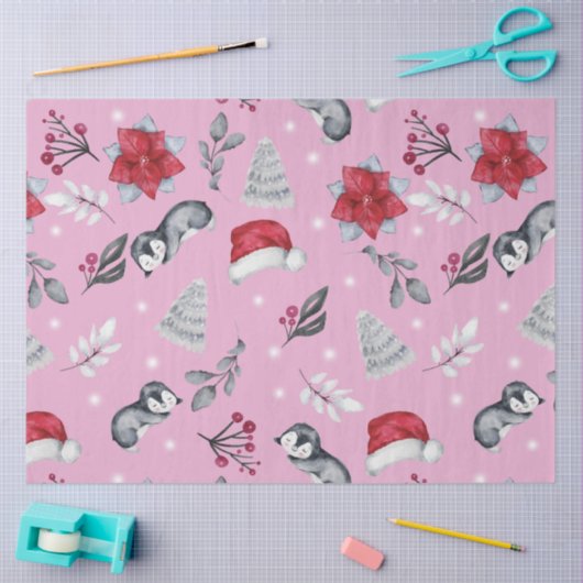 Kerstbomen Santa Hats Winter Bloemen Kerstmis Tissuepapier (Craft)