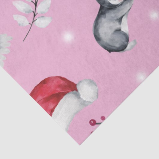 Kerstbomen Santa Hats Winter Bloemen Kerstmis Tissuepapier (Detail)