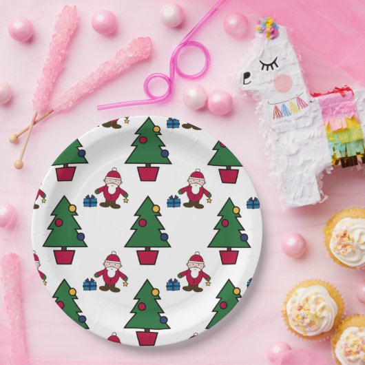 Kerstbomen & Santa Pattern Papier Bord (Feest)