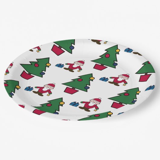 Kerstbomen & Santa Pattern Papier Bord (Gekanteld)