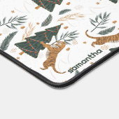 Kerstbomen & schattig tijgerpatroon bureaumat (Hoek)
