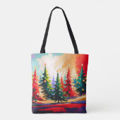 Kerstbomen schilderij Landschap   Tote Bag (Achterkant)