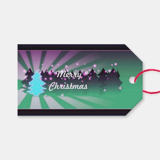 kerstbomen Shades of Green Gift Labels Cadeaulabel (Voorkant (Horizontaal))