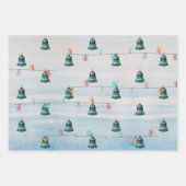 kerstbomen, sierbomen en strepen inpakpapier vel (Voorkant 2)