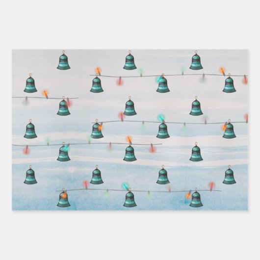 kerstbomen, sierbomen en strepen inpakpapier vel (Voorkant 2)