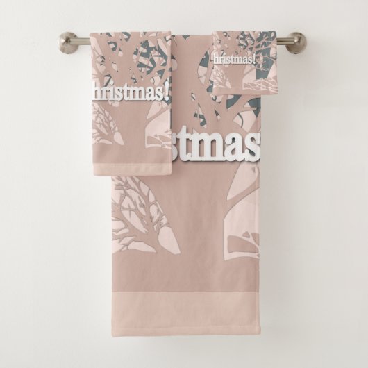 Kerstbomen silhouet in blush roze bij bad handdoek (Insitu)