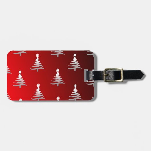 Kerstbomen Silver op rood Bagagelabel (Voorkant horizontaal)