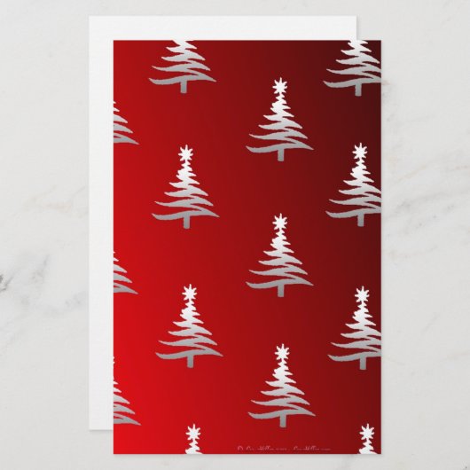 Kerstbomen Silver op rood Briefpapier (Voorkant / Achterkant)
