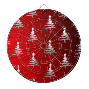 Kerstbomen Silver op rood Dartbord