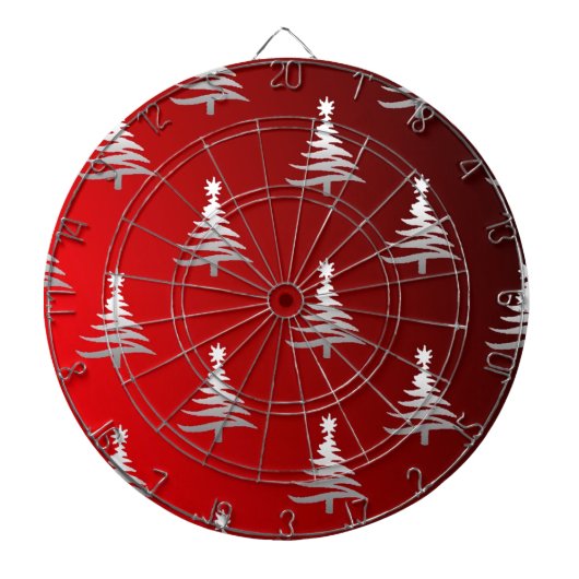 Kerstbomen Silver op rood Dartbord (Voorkant)