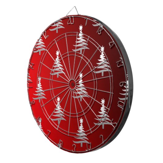 Kerstbomen Silver op rood Dartbord (Voorkant Rechts)