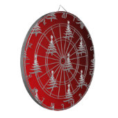 Kerstbomen Silver op rood Dartbord (Voorkant Links)