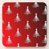 Kerstbomen Silver op rood Drankjes Onderzetter (Voorkant)