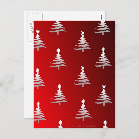 Kerstbomen Silver op rood Feestdagenkaart (Voorkant / Achterkant)